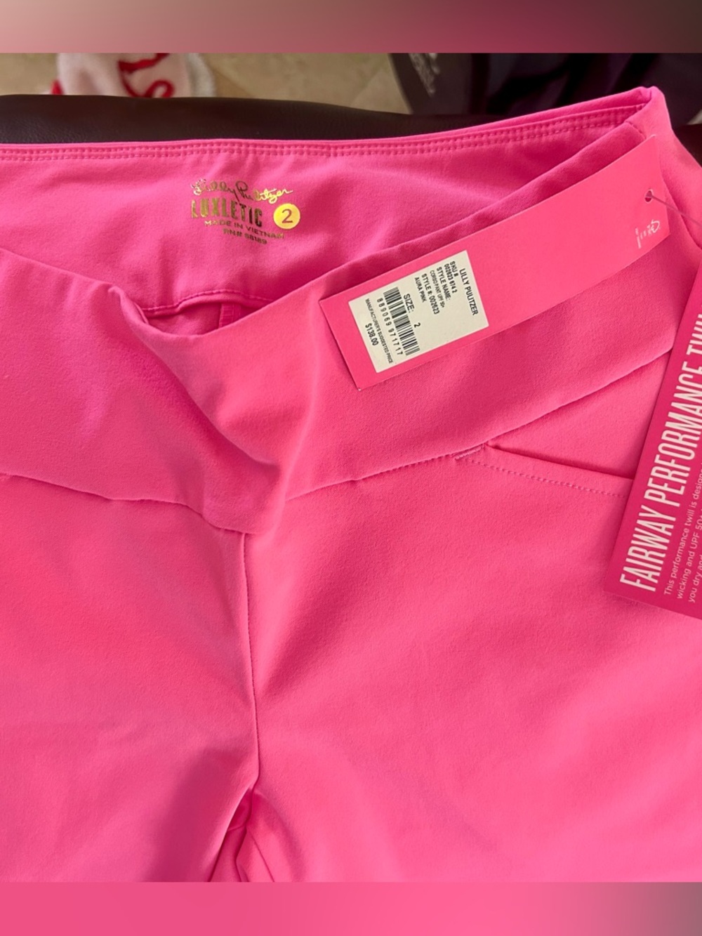 NWT Lilly Pulitzer UPF 50+ Luxletic® Corso Pant in Aura Pink, Sz 2 - Picture 8 of 9